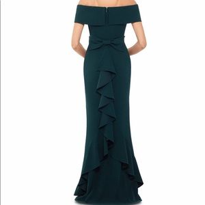 Off the shoulder bow back gown